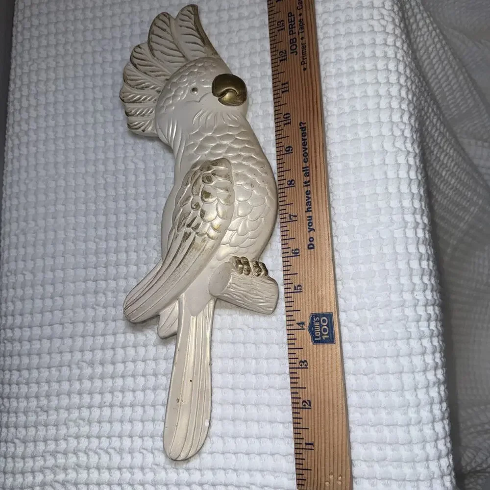 Vintage 1973 Miller Studio Cockatoo Wall Plaque 14” Chalkware Bird